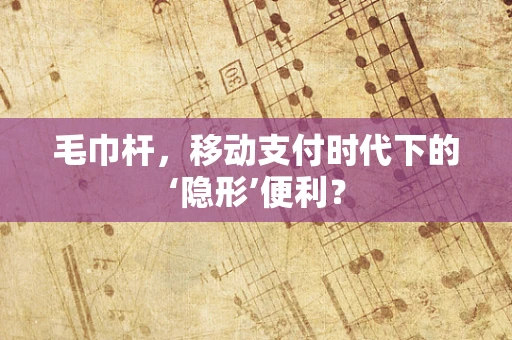 毛巾杆，移动支付时代下的‘隐形’便利？