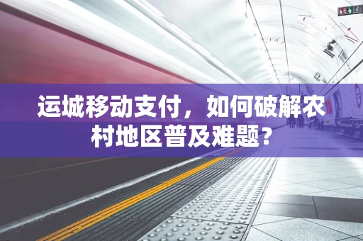 运城移动支付，如何破解农村地区普及难题？