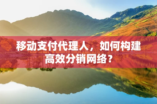 移动支付代理人，如何构建高效分销网络？