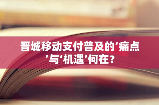 晋城移动支付普及的‘痛点’与‘机遇’何在？